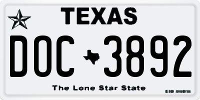 TX license plate DOC3892