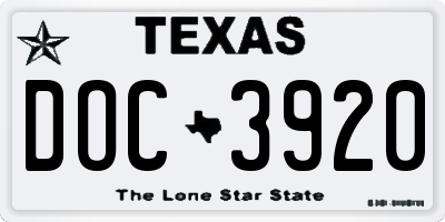 TX license plate DOC3920