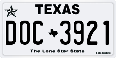 TX license plate DOC3921