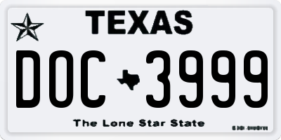 TX license plate DOC3999