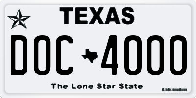 TX license plate DOC4000