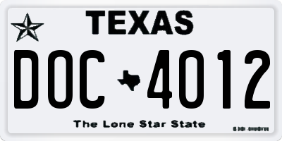 TX license plate DOC4012