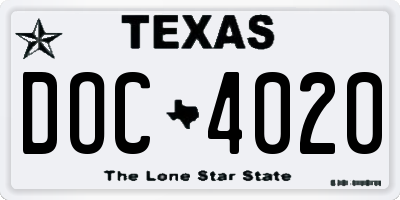 TX license plate DOC4020