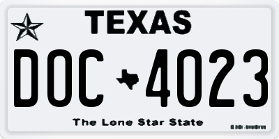 TX license plate DOC4023