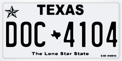 TX license plate DOC4104