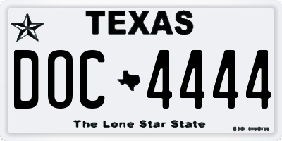 TX license plate DOC4444