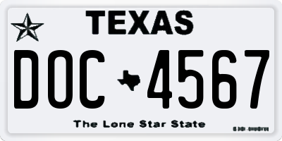 TX license plate DOC4567