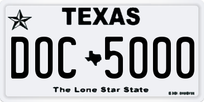 TX license plate DOC5000