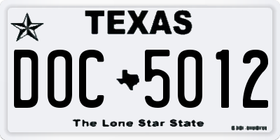 TX license plate DOC5012