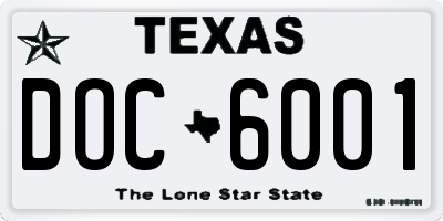 TX license plate DOC6001