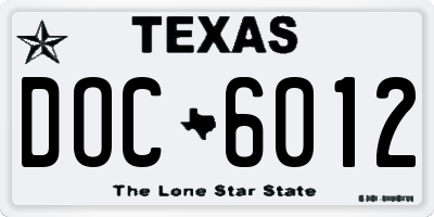 TX license plate DOC6012