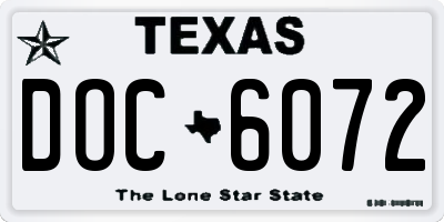 TX license plate DOC6072