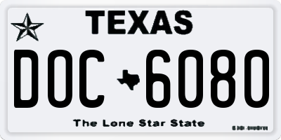 TX license plate DOC6080