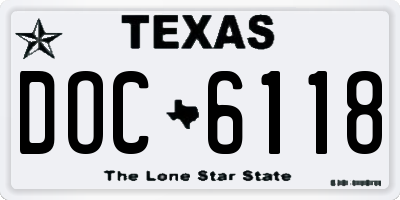 TX license plate DOC6118