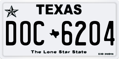 TX license plate DOC6204