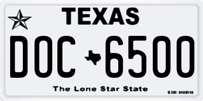 TX license plate DOC6500