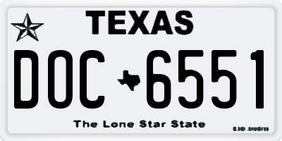 TX license plate DOC6551