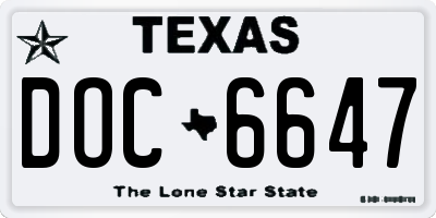 TX license plate DOC6647