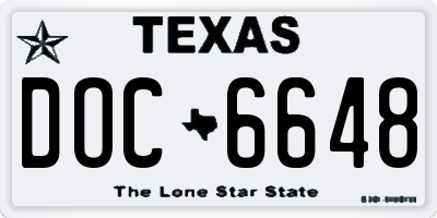 TX license plate DOC6648