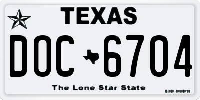 TX license plate DOC6704