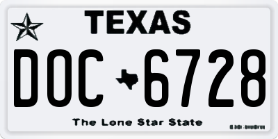 TX license plate DOC6728