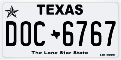 TX license plate DOC6767