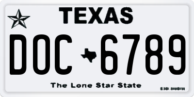 TX license plate DOC6789