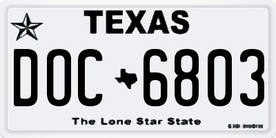 TX license plate DOC6803