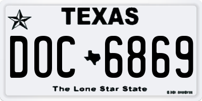 TX license plate DOC6869