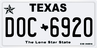 TX license plate DOC6920