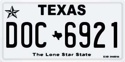 TX license plate DOC6921