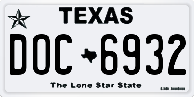 TX license plate DOC6932