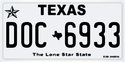 TX license plate DOC6933