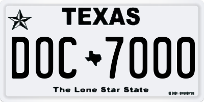 TX license plate DOC7000