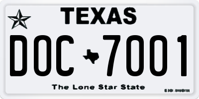 TX license plate DOC7001