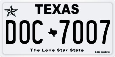 TX license plate DOC7007