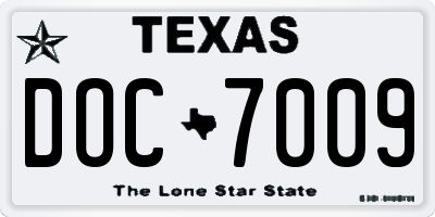 TX license plate DOC7009