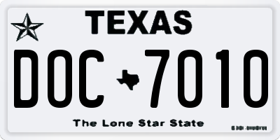 TX license plate DOC7010