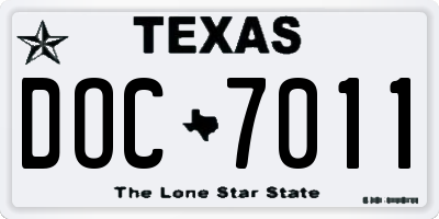 TX license plate DOC7011