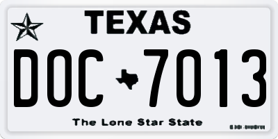 TX license plate DOC7013