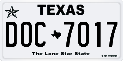 TX license plate DOC7017