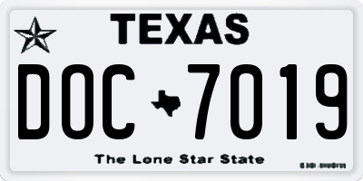 TX license plate DOC7019
