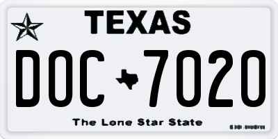 TX license plate DOC7020