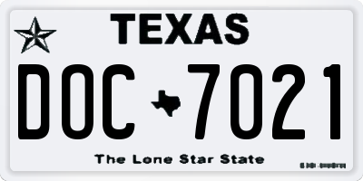 TX license plate DOC7021