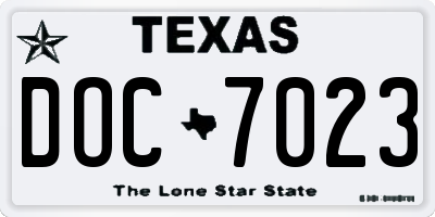 TX license plate DOC7023