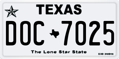TX license plate DOC7025
