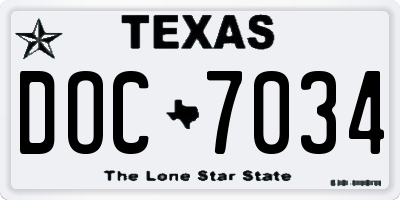 TX license plate DOC7034