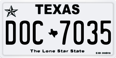 TX license plate DOC7035