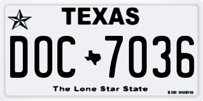 TX license plate DOC7036