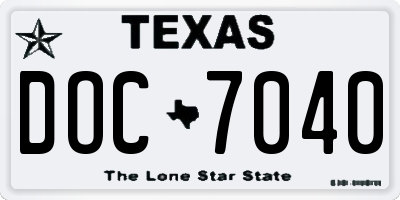 TX license plate DOC7040
